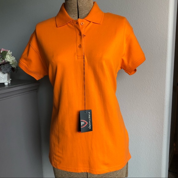 Firethorn Tops - Women’s Firethorn Polo Shirt Orange Peel  Size XL